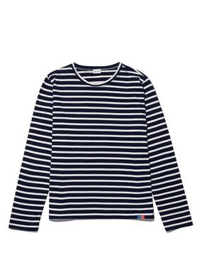 KULE The Modern Long Navy and White Striped Sleeve Tee